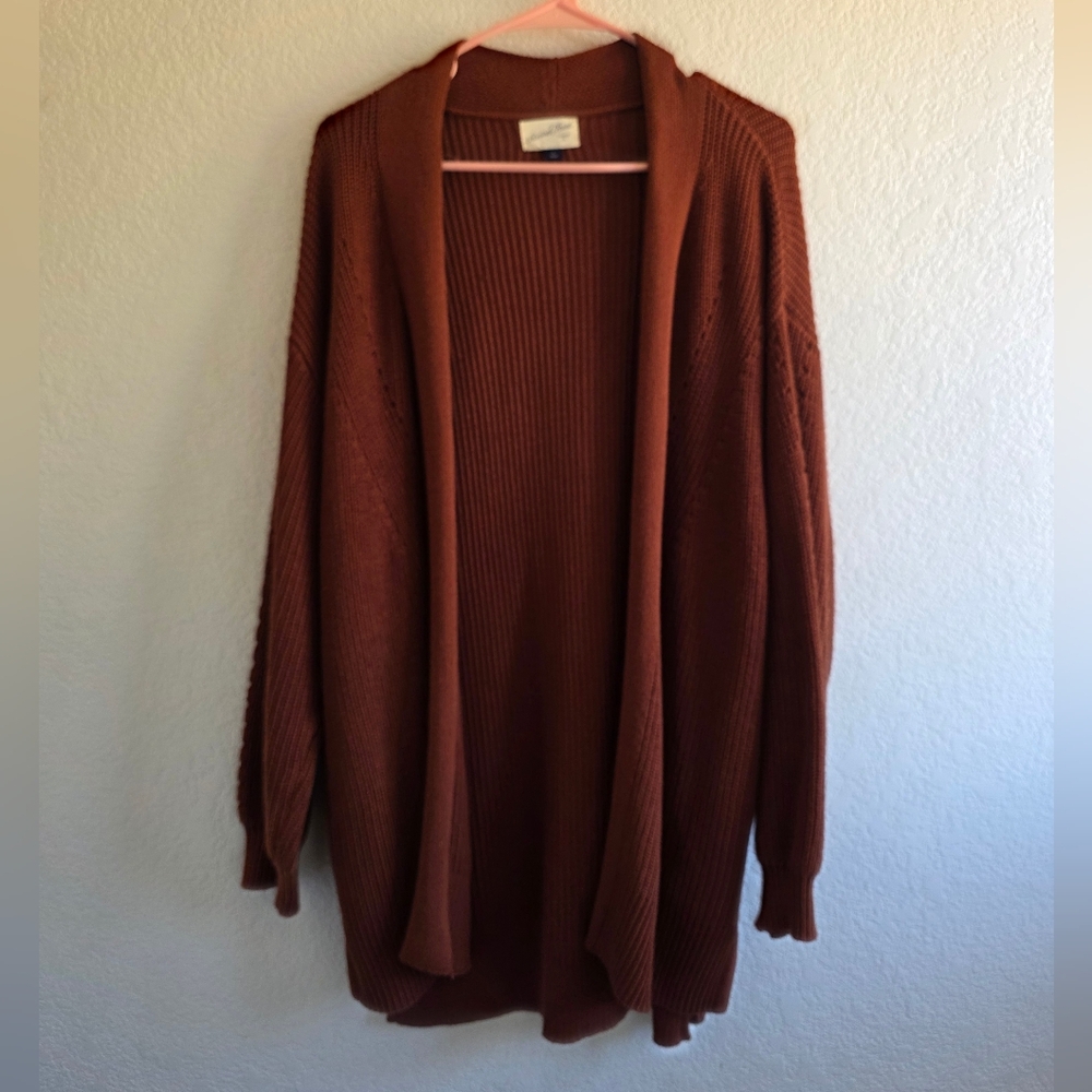 Universal‎ Thread Open Front Brown Cardigan Sz S Pockets Layering